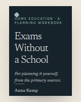 The cover of Exams Without a School, a printable workbook by Anna Kemp &mdash; a preview of the layout.